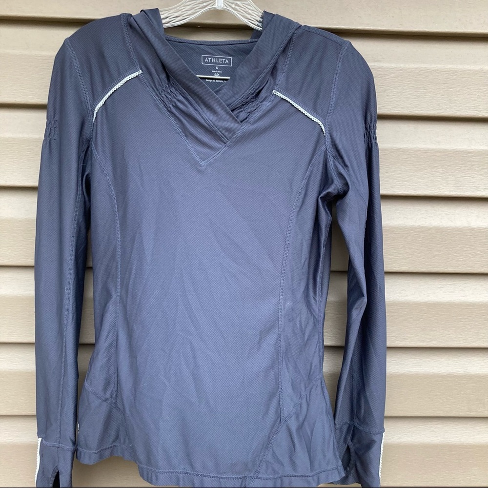 Athleta Grey Hooded Pullover